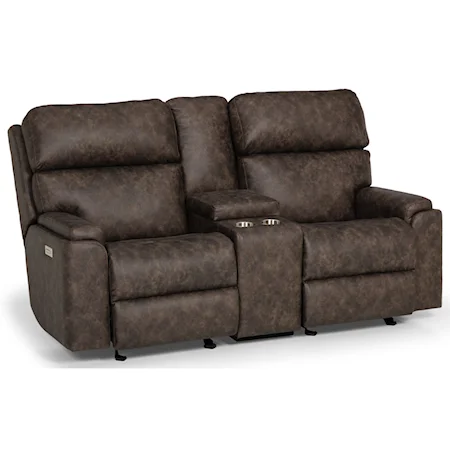 Casual Glide Recline Console Loveseat with Cupholders